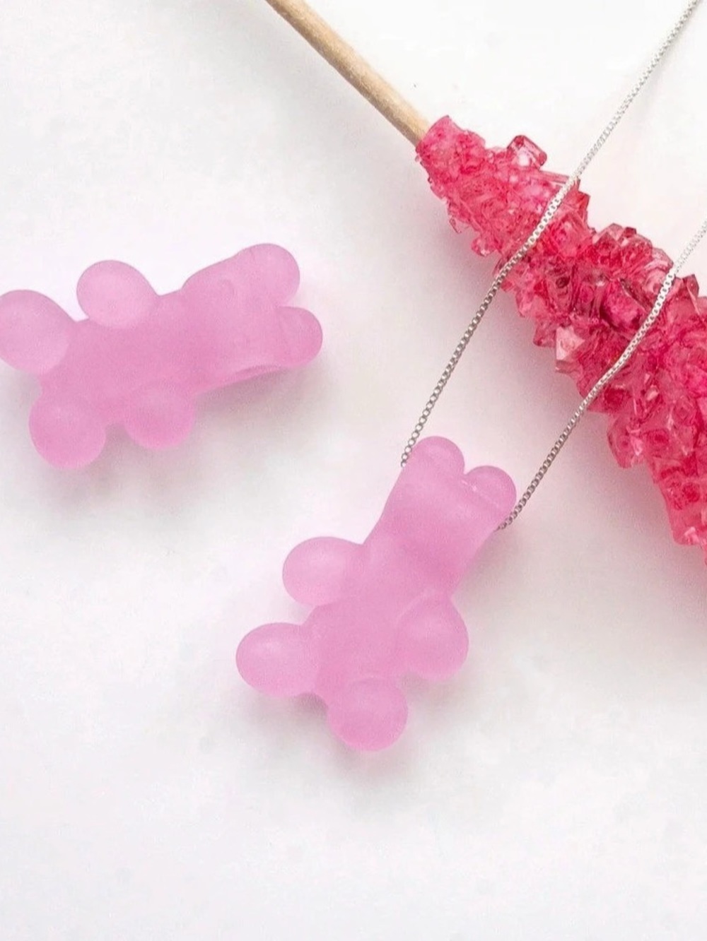 Pink Bear Pendant Necklace